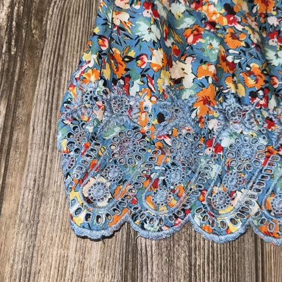 Sundance embroidered top floral XL cotton tank peasant scallop hem - Picture 3 of 5